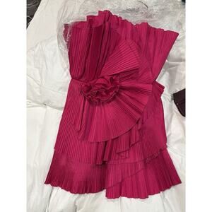 One33 Social Size 10 Eleanor Rosette Mini Dress Hot Pink Fuchsia MSRP $495 NWT